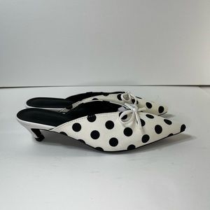 Aixiexiu Mules in White/Black Polka Dot, 39/8.5, NEVER WORN